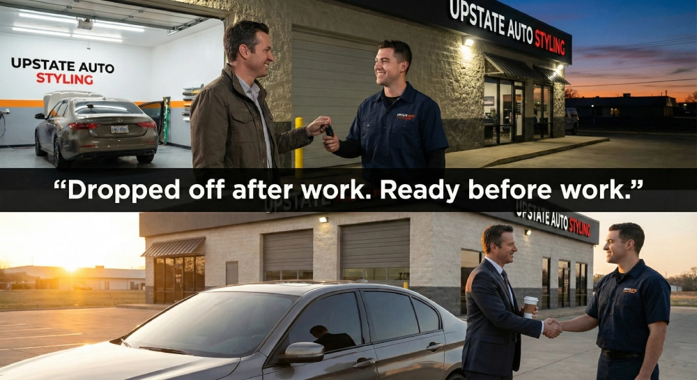 Dropped off after work. Ready before work.