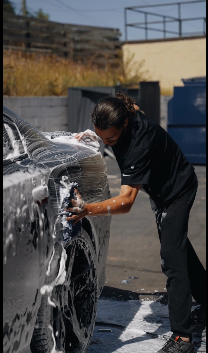 Michael performing a hand wash with premium soap
