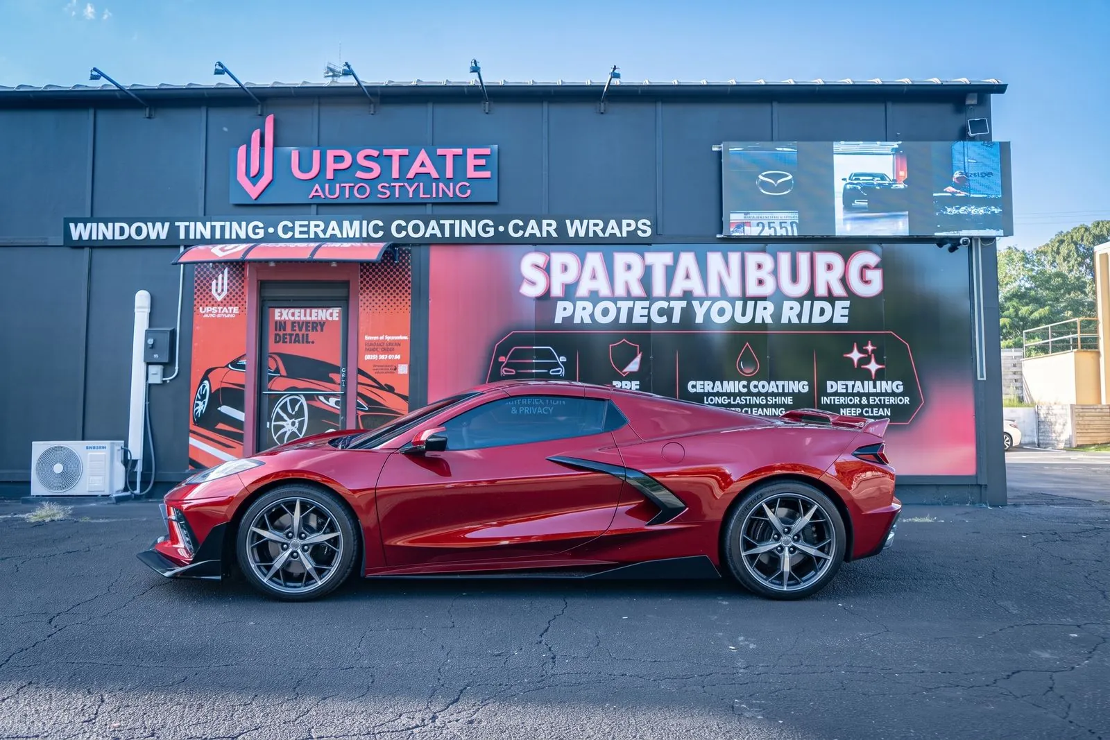 Customer Corvette shown in XPEL Monza Red color PPF