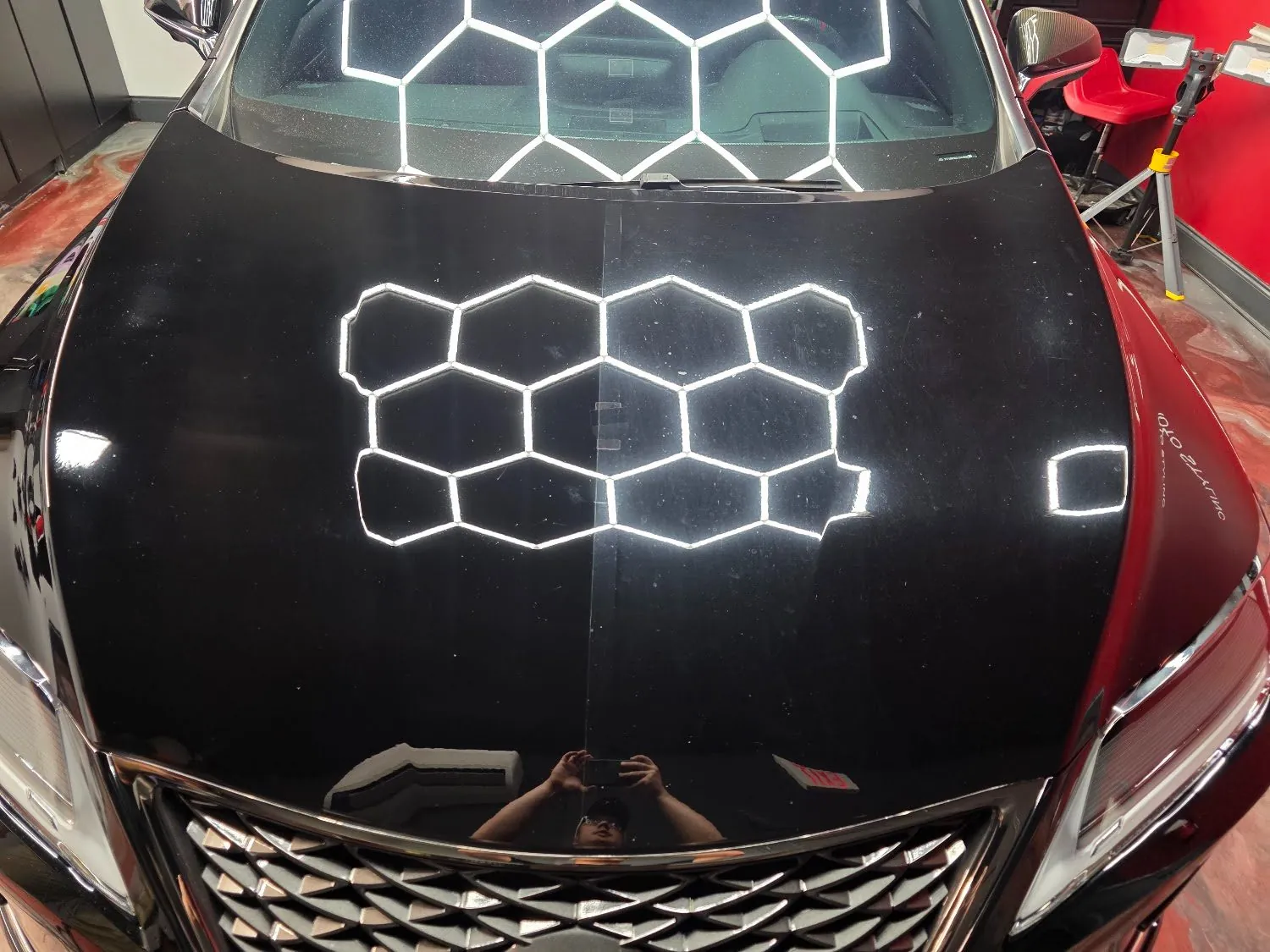 Black Lexus hood after ceramic coating
