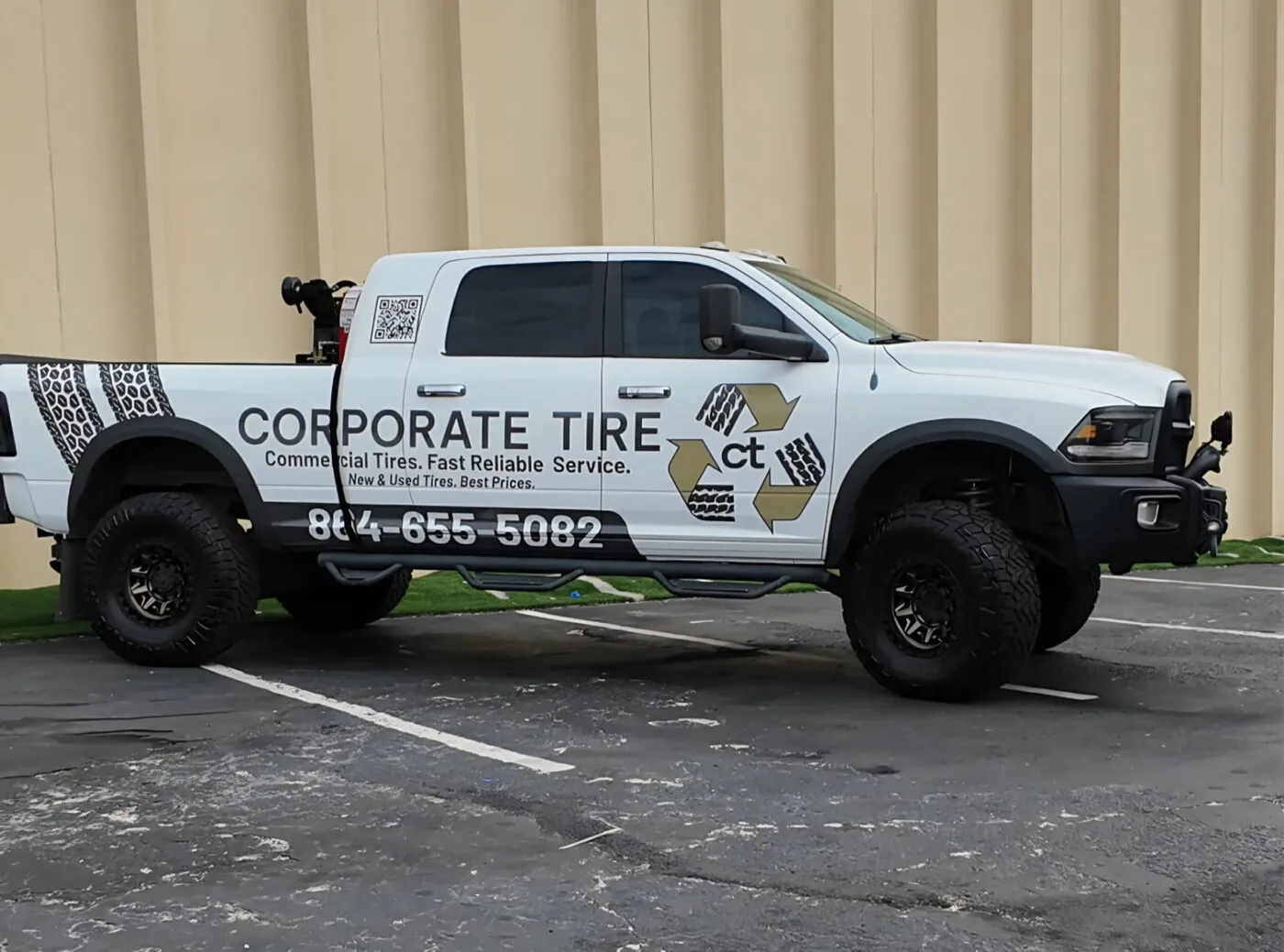Corporate Tire Ram pickup wrap by Upstate Auto Styling
